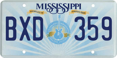 MS license plate BXD359