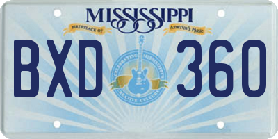 MS license plate BXD360