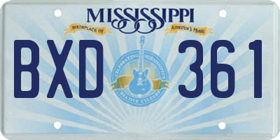 MS license plate BXD361