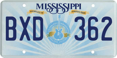 MS license plate BXD362