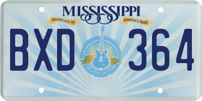MS license plate BXD364