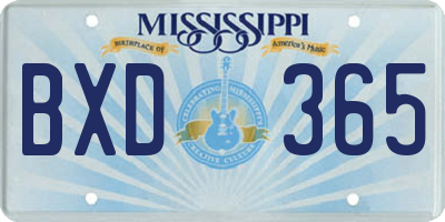MS license plate BXD365