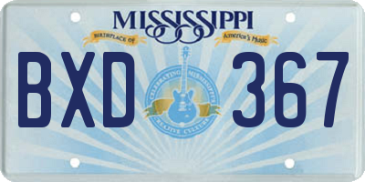 MS license plate BXD367