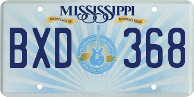 MS license plate BXD368