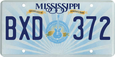 MS license plate BXD372