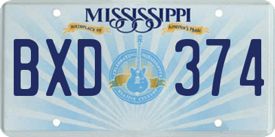 MS license plate BXD374