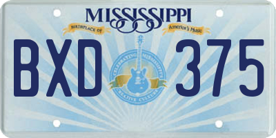 MS license plate BXD375