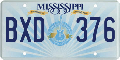 MS license plate BXD376