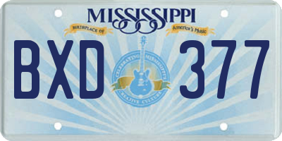 MS license plate BXD377