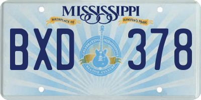 MS license plate BXD378