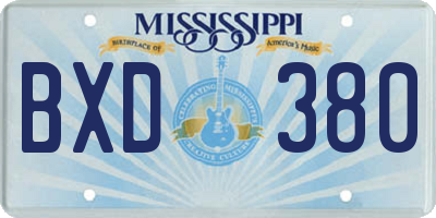 MS license plate BXD380