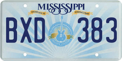MS license plate BXD383