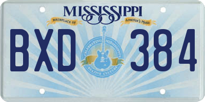 MS license plate BXD384