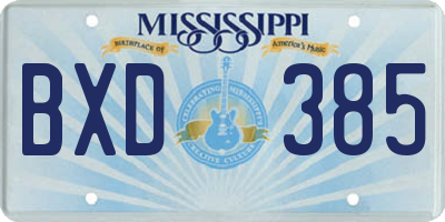 MS license plate BXD385