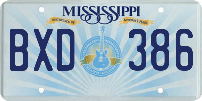 MS license plate BXD386