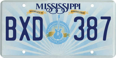 MS license plate BXD387