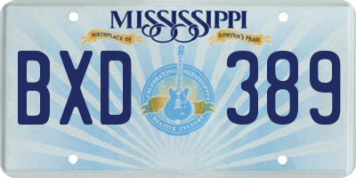 MS license plate BXD389