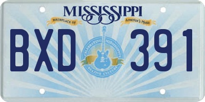 MS license plate BXD391