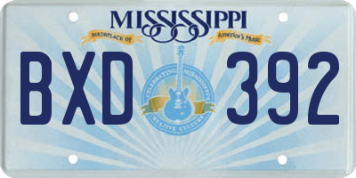 MS license plate BXD392