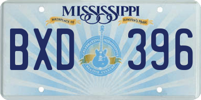 MS license plate BXD396