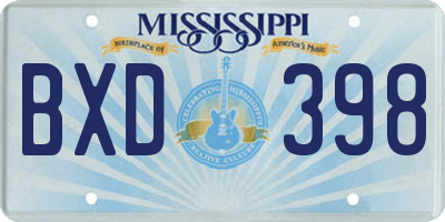 MS license plate BXD398