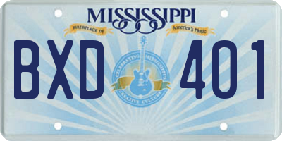 MS license plate BXD401