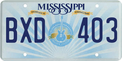 MS license plate BXD403