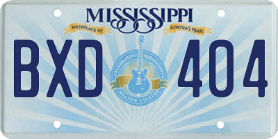 MS license plate BXD404