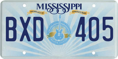 MS license plate BXD405