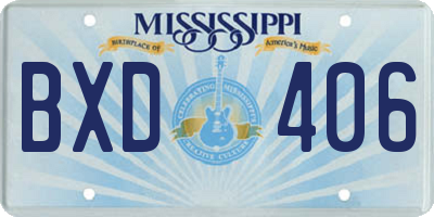MS license plate BXD406