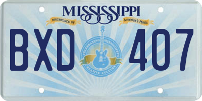 MS license plate BXD407