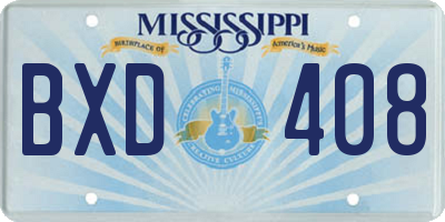 MS license plate BXD408