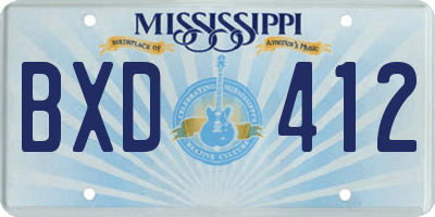 MS license plate BXD412