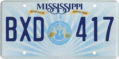 MS license plate BXD417