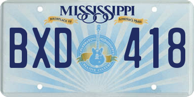 MS license plate BXD418