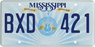 MS license plate BXD421