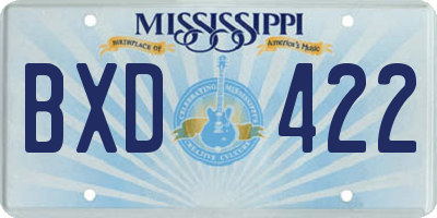 MS license plate BXD422