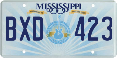 MS license plate BXD423