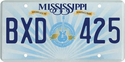 MS license plate BXD425