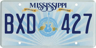 MS license plate BXD427