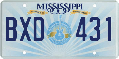 MS license plate BXD431