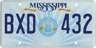 MS license plate BXD432