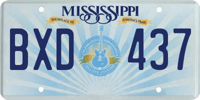 MS license plate BXD437