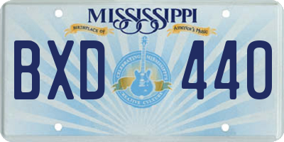 MS license plate BXD440