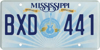 MS license plate BXD441