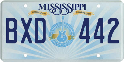 MS license plate BXD442