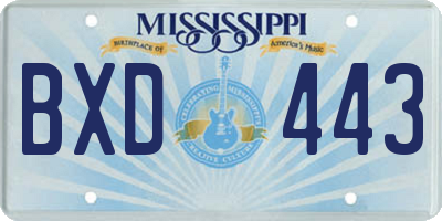 MS license plate BXD443