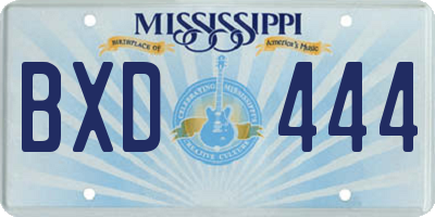 MS license plate BXD444