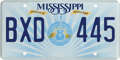 MS license plate BXD445