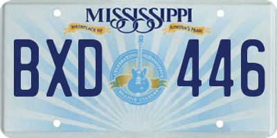 MS license plate BXD446